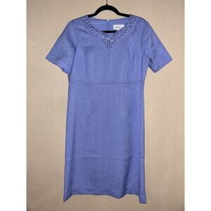 Lester Square Office Business Casual Preppy Clueless Lilac Tweed V-neck Dress
